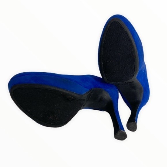 Vintage Anne Michelle Heels stiletto 5" Faux suede Royal Blue size 8.5 - Picture 14 of 15